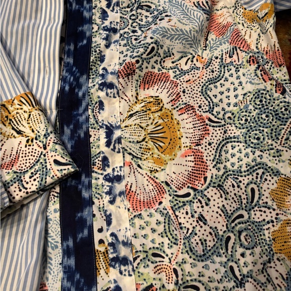 Chico's Light Blue and White Striped Button-Down Shirt - Picture 5 of 9